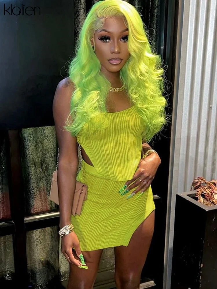 

KLALIEN Fashion Two Piece Skirt Set Women Skinny Slim Stretch Camisole+Skirt Matching Set Female Streetwear Outfit New 2022