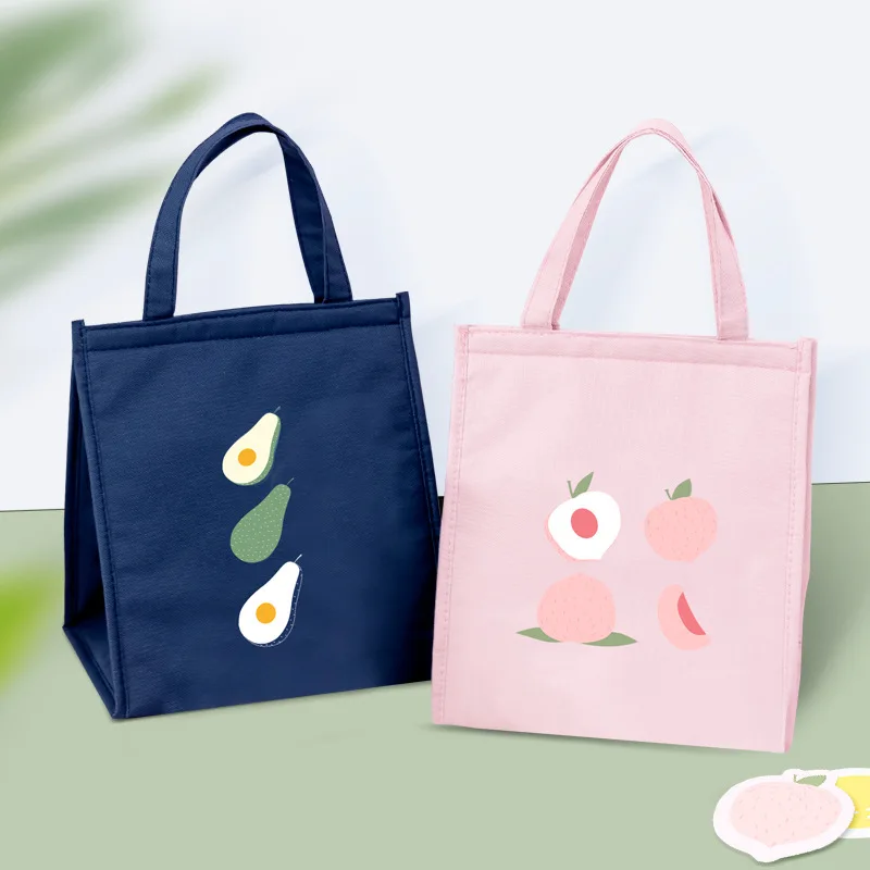 

Avocado Peach Lemon Thermal Breakfast Food Box Portable Picnic Travel Lunch Bag for Women Funny Cartoon Kids Bento Cooler Bags