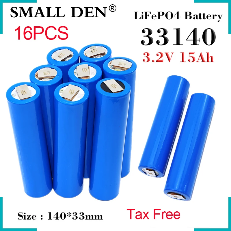 

16PCS New 33140 3.2V 15Ah Lifepo4 Rechargeable Battery 5C High Power For 12V 24V Electric Bicycle Scooter Motorcycle Cells DIY