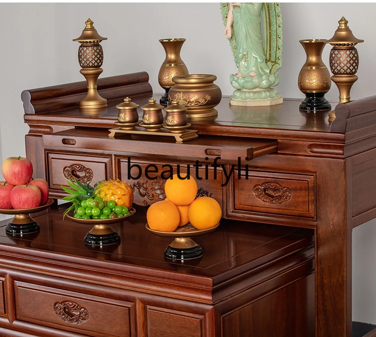 Буддийский стол из массива дерева с шкафом для Тайваньского буддийского зала