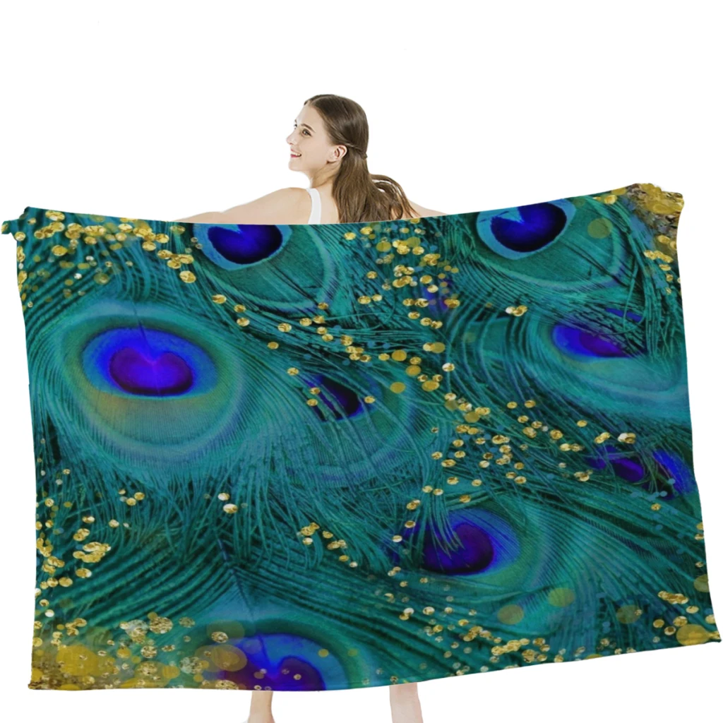 

Мягкое бархатное одеяло с перьями павлина, легкое одеяло для кровати, Флисовое одеяло для домашнего декора