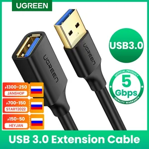 UGREEN USB Extension Cable USB 3.0 Cable for Smart Laptop PC TV Xbox One SSD USB 3.0 2.0 Extender Cord Mini Fast Speed Cable