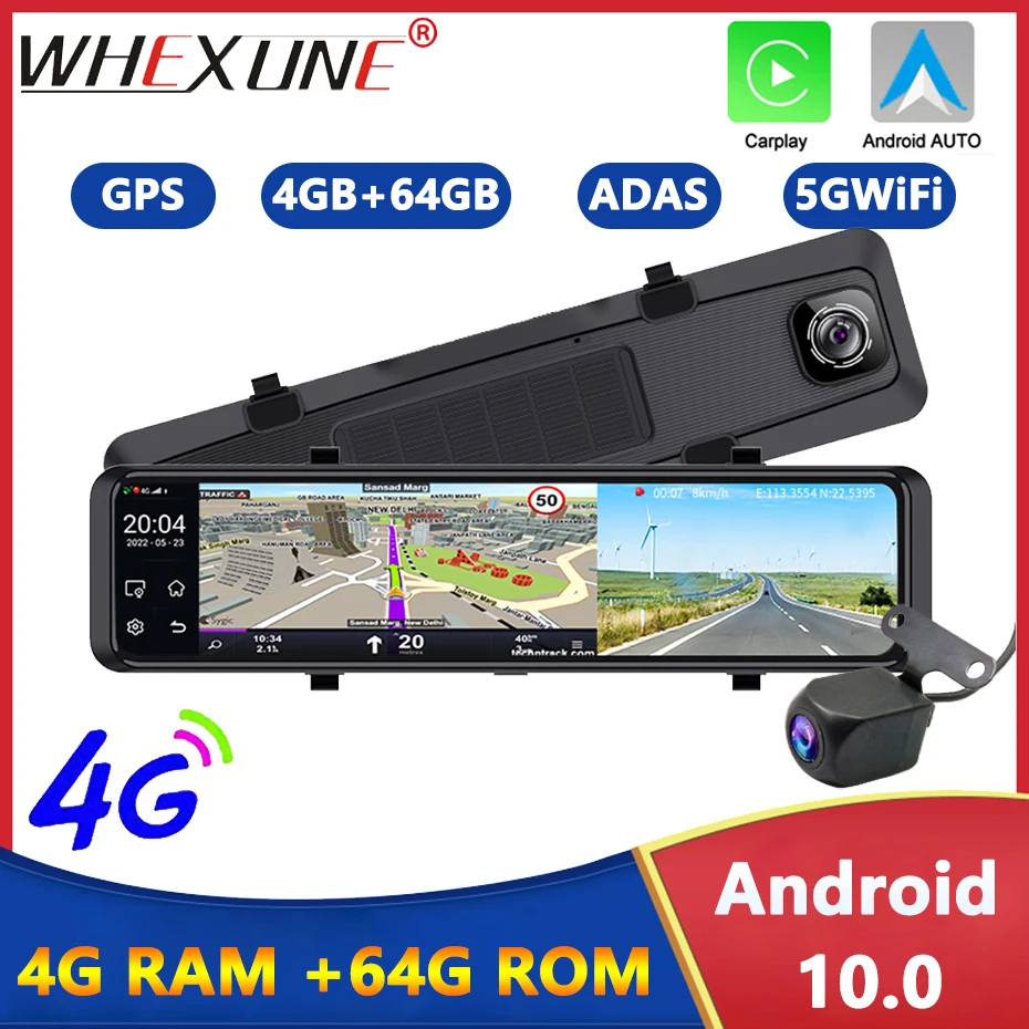 Видеорегистратор автомобильный, 12 дюймов, 4G, Android 10, 4 + 64 ГБ, 8 ядер, Wi-Fi, ADAS, GPS, FM, 24 часа Видеорегистратор автомобильный, 12 дюймов, 4G, Android 10, 4 + 64 ГБ, 8 ядер, Wi-Fi, ADAS, GPS, FM, 24 часа