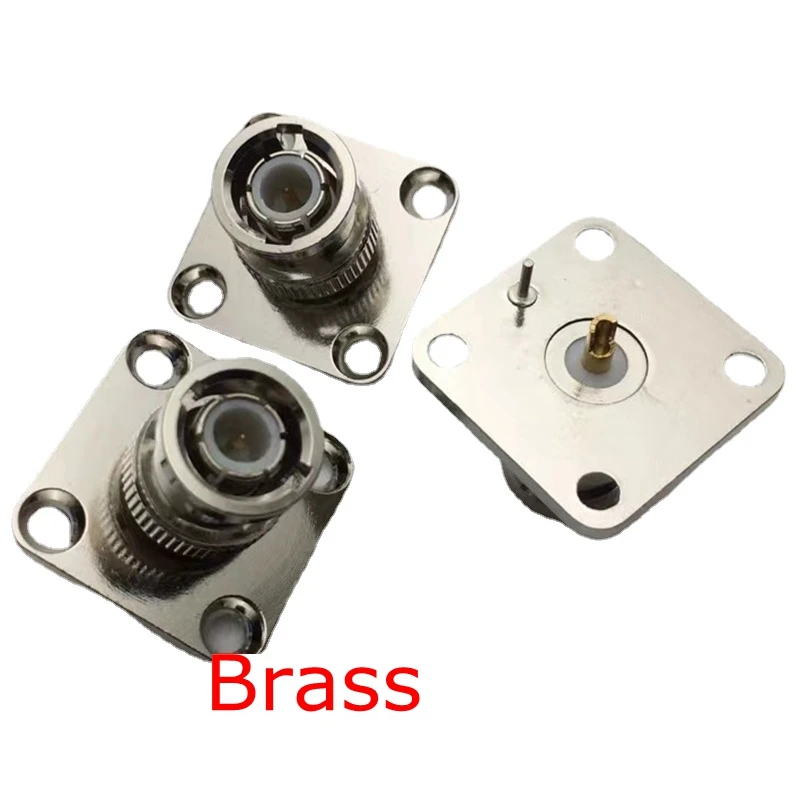 Bnc Macho Furos Flange Conector Bnc Macho Plug com Furos Flange Painel Chassis Montagem Coaxial Solda Bronze q9