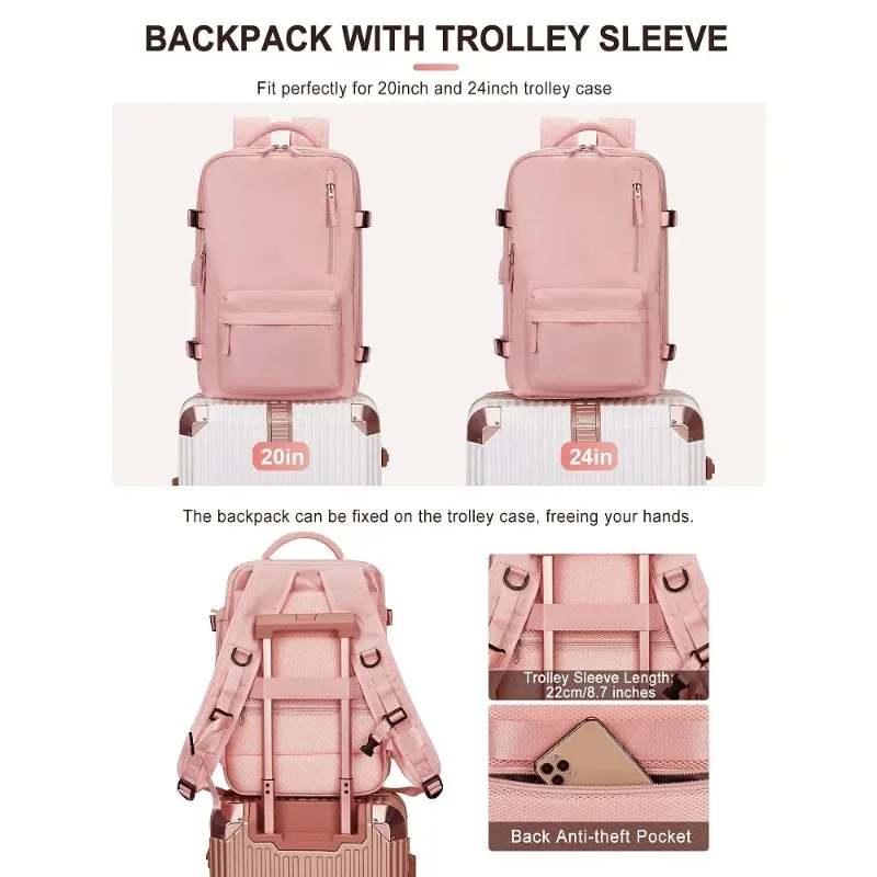 

Women's Backpacks USB Charging Port Unisex Softback Airline Gym Waterproof Stylish Casual Business Laptop Large Travel Backpack