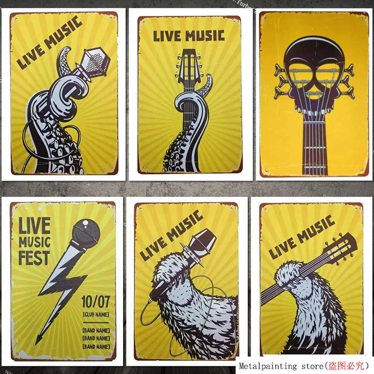 

Металлическая винтажная жестяная вывеска Декор-живая музыка Настенный декор для кино дома бара паба забавная ретро искусство Искусство жестяная вывеска стена