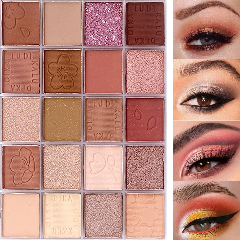 Палитра теней для век 20 цветов блестящие матовые водостойкие стойкие тени