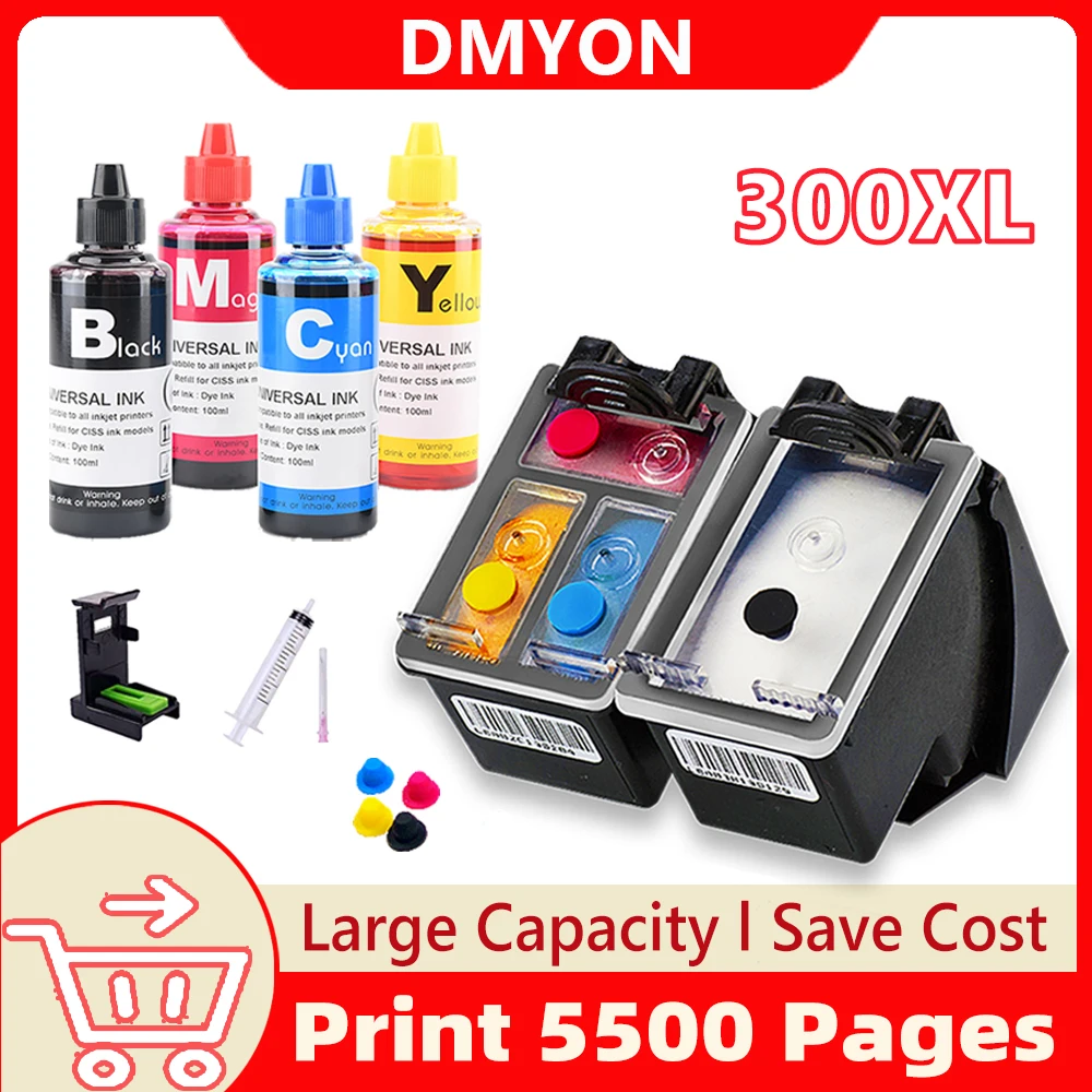 

DMYON 300XL Cartridge for Printer Ink Compatible for hp300 HP 300 for HP Deskjet D1660 D2500 D2560 D2660 D5560 F2420 F2480 F2492