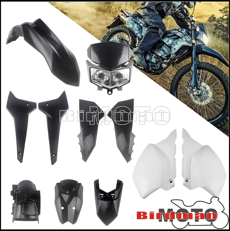 

Dirt Pit Bike Motocross Plastic Bodywork Fairing Panel Kit Front Headlight Mudguard Side Cover for Kawasaki KLX250 KLX250S 08-19