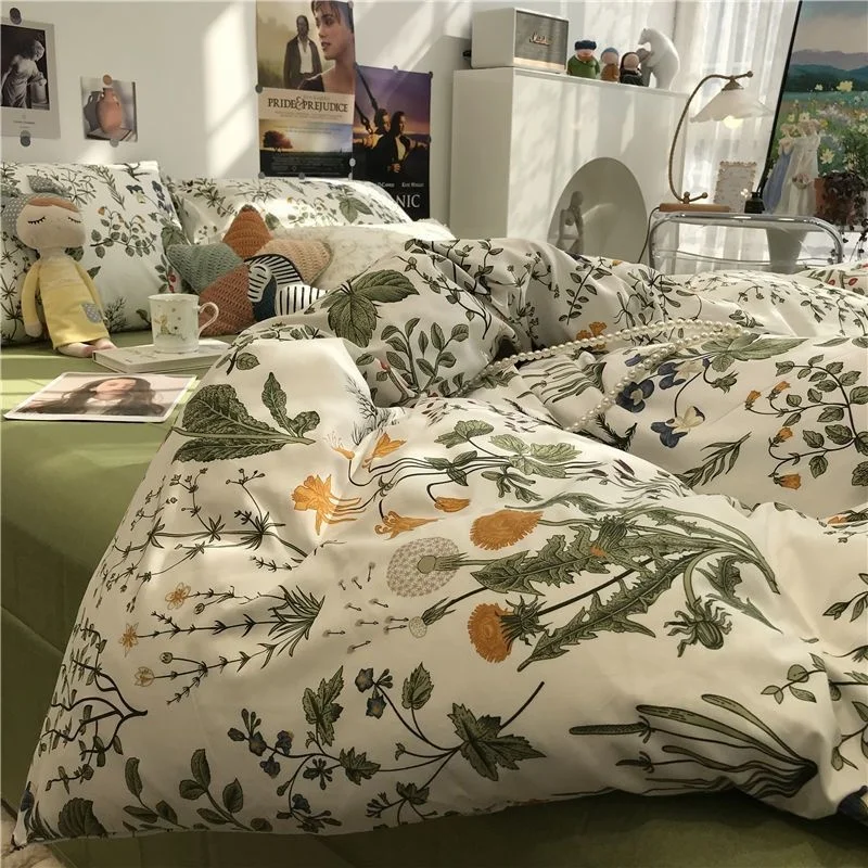 

Комплект постельного белья в европейском стиле с цветочным рисунком, простые мягкие наволочки с простыней и одеялом, наволочки, постельное белье