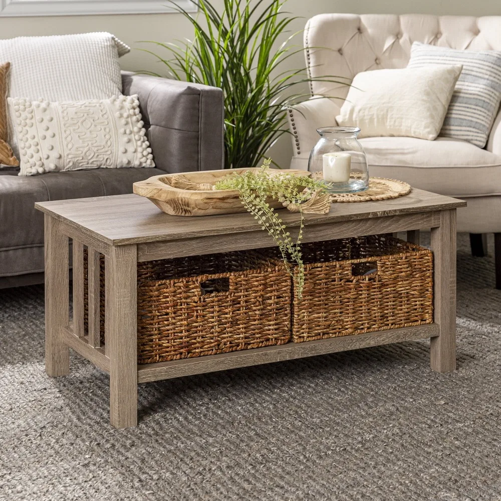 

Driftwood Coffee Table Traditional Storage Coffee Table With Bins Furniture Side Living Room Home