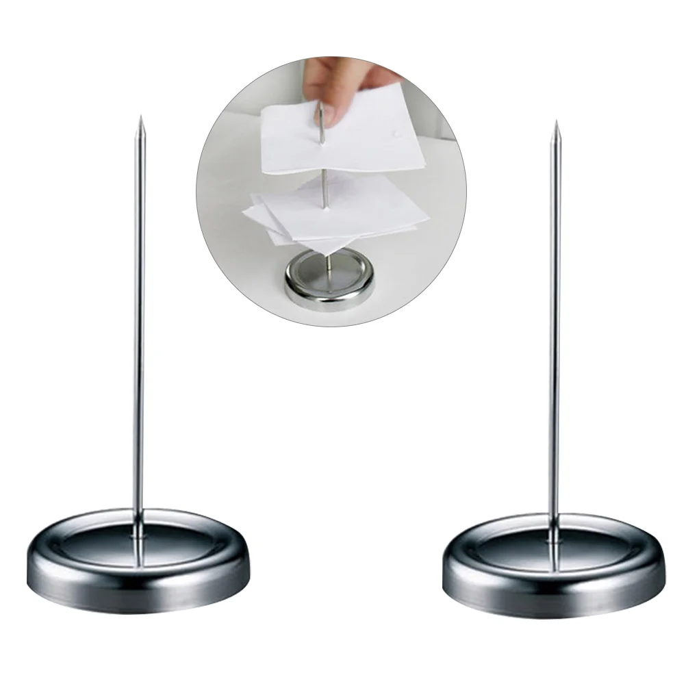 

2pcs Desk Check Spindle Holder Straight Rod Bill Holder Metal Receipt Paper Memo Bill Note Spindle Holder Fork