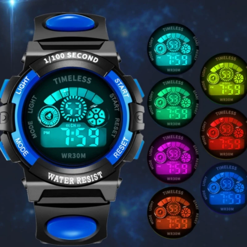 Kid's Luminous Electronic Digital Watch Sport Wrist Watch Children Clock Waterproof Strap Big Dial Fashion Simple Boy Watches