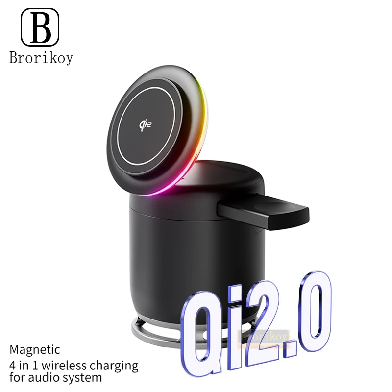 Фото Беспроводная магнитная зарядная станция 15W Qi2 с быстрой зарядкой для iWatch S11, AirPods Pro 3, 2, iPhone 16, 15, 14 ProMax, HUAWEI, XIAOMI, Samsung №1