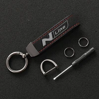 fashion high quality leather keychain custom gift key rings for hyundai n line nline i30 tucson veloster sonata elantra i20 car