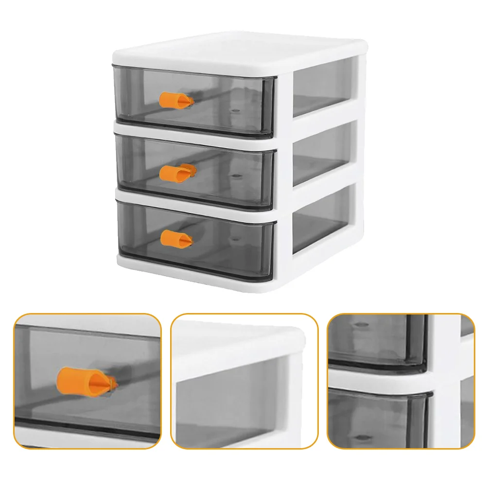 

Three Tier Lockers Office Container Storage Drawers Plastic Versatile Case Visible Small Containers Accessory Home Make
