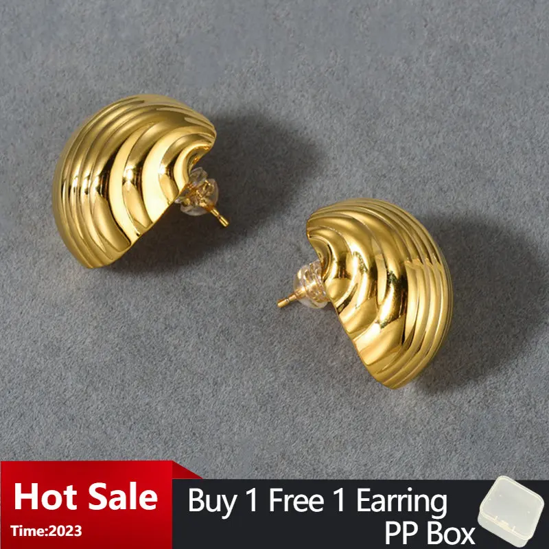 

Hollow Spiral Stripe Hoop Earrings for Women with Copper Plated 18K Gold Luxury Lightweight Greece Party Earrings Jewelry Gifts