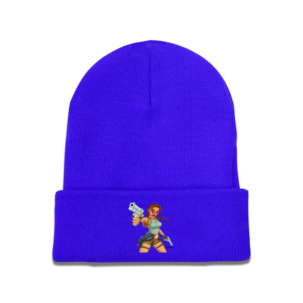 

Cool Tomb Raider Lara Croft Adventure Game Film Knitting Beanie Caps Skullies Beanies Ski Caps Soft Bonnet Hats Winter Warm