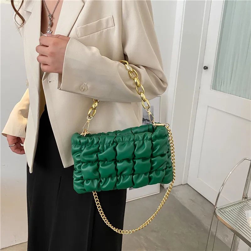 2023 New Fashion Coarse Chain Shoulder Messenger Bags High Quality Plaid Women Purse And Handbags Small Square Bags Sac A Main