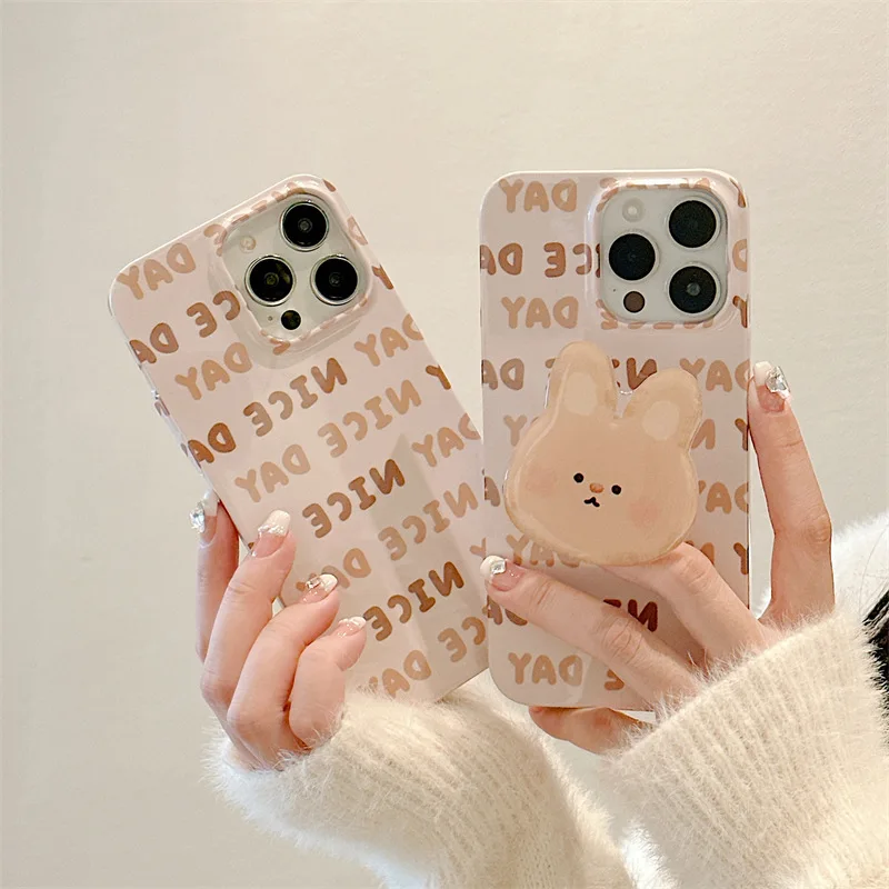 

Full screen English bear+bracket Phone Case For iphone 14 13 12 11 Pro Max X XR XSMAX 7 8 Plus SE TPU Case Cover new products