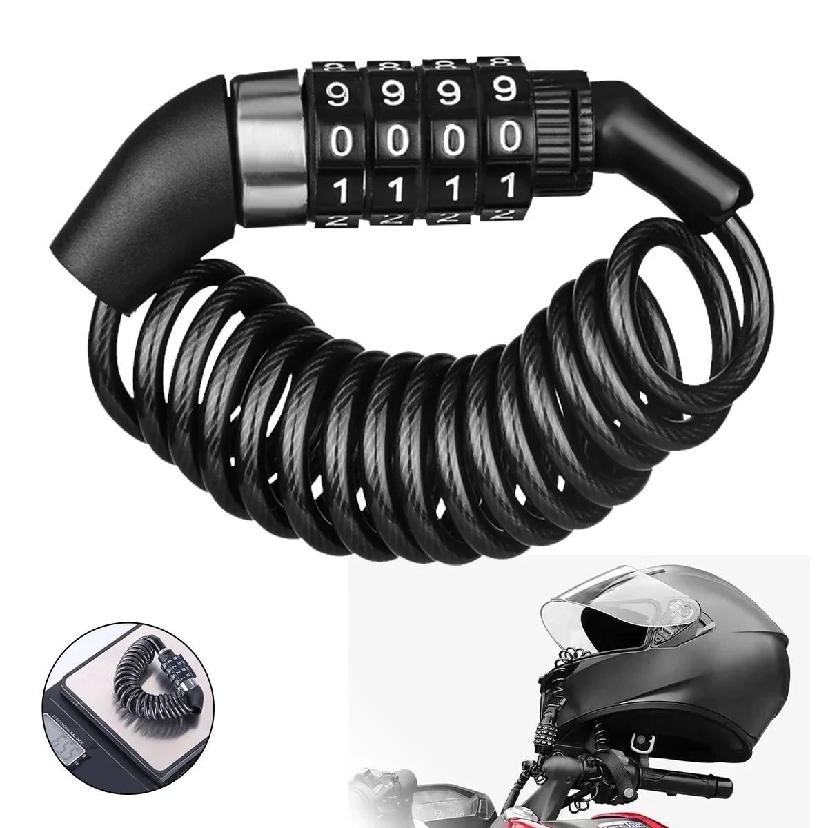 

Портативный Велосипедный Замок С Кодовым Замком, Стальной Трос, Замок Для Мотоциклетного Шлема