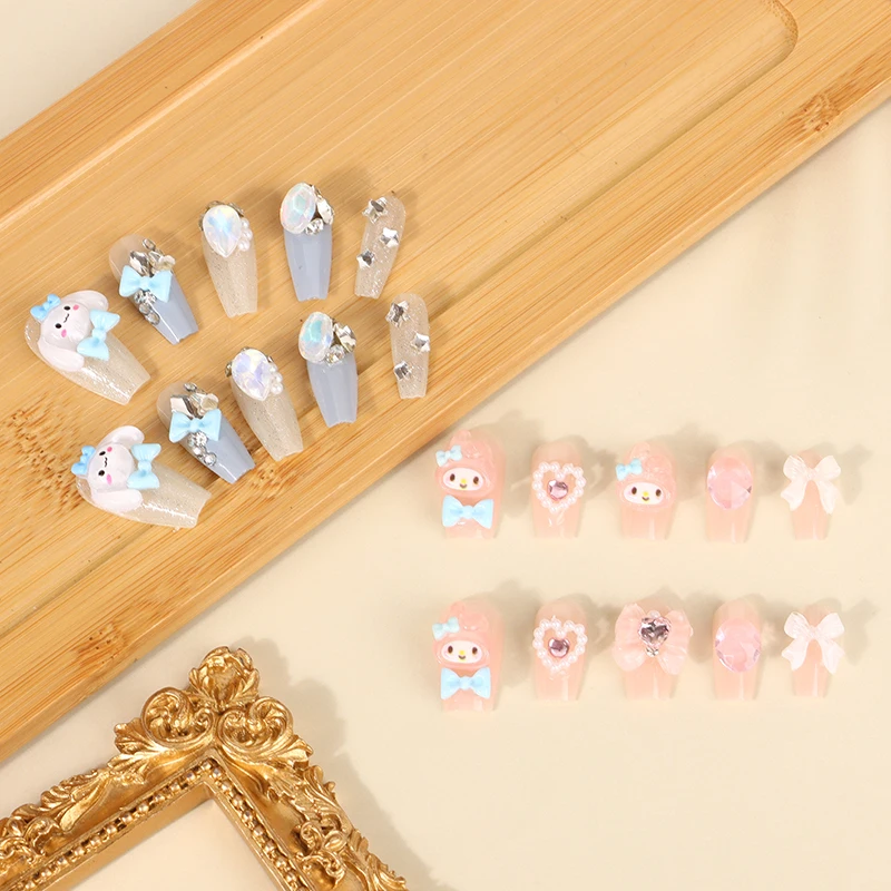 Накладные ногти Sanrio My Melody милые аниме Мультяшные нашивки для ногтей Kuromi Cinnamoroll