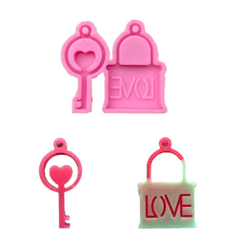 

High Gloss Shiny High Quality LOVE Key Couple Lock Silicone Mold Resin Charms Jewelry Earring Necklace Polymer Clay Mold