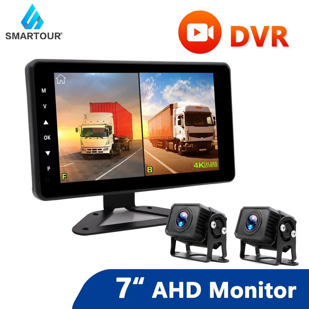 

2-канальный 1080P 7-дюймовый IPS экран для автомобиля грузовика автобуса AHD DVR монитор с цифровым видеорегистратором HD для передней и задней резервной камеры