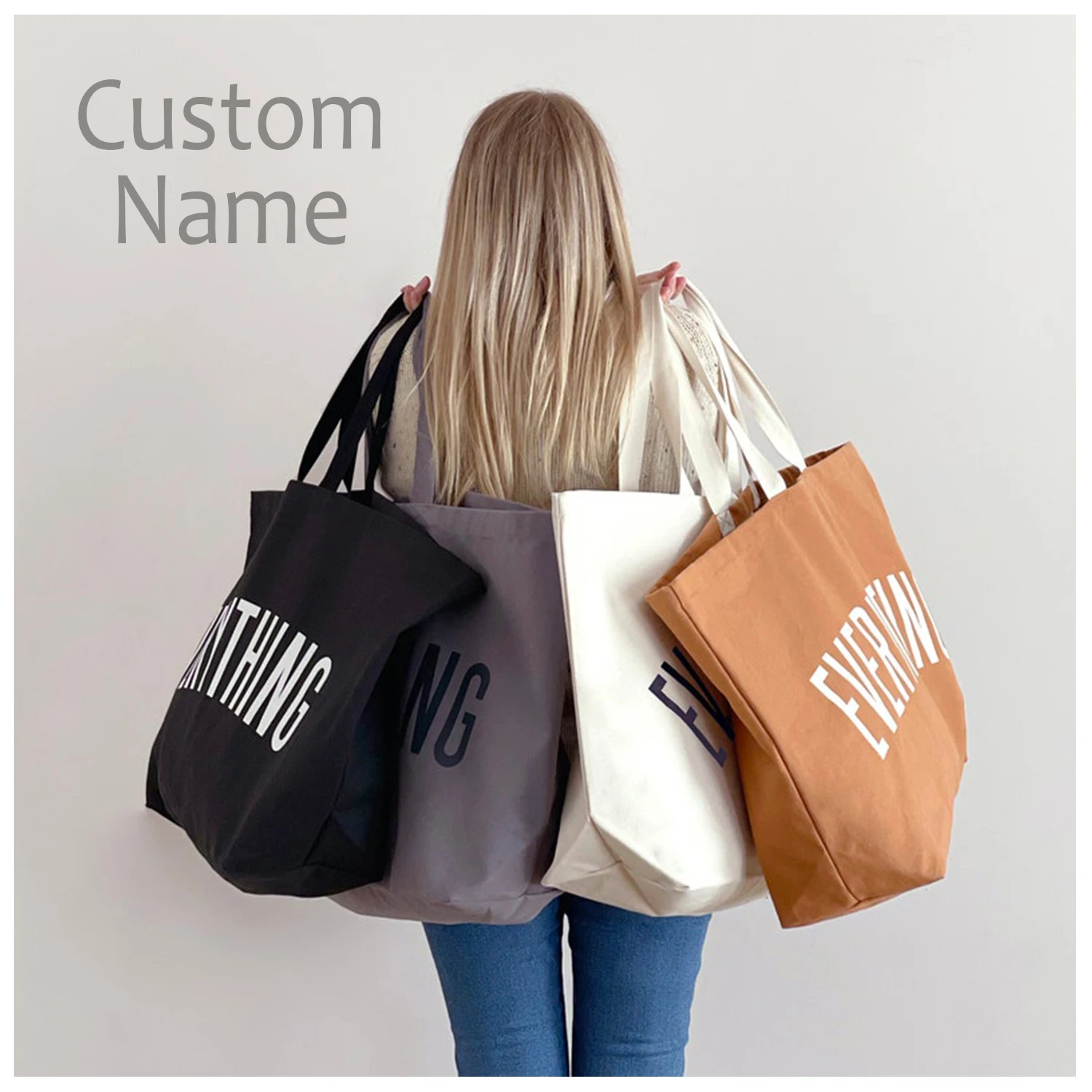 

LVYZIHO Custom Name Big Bag - Weekender Bag - Giant Grocery Bag - Maxi Tote Bag - Oversized Canvas Bag - Extra Large Canvas Bag