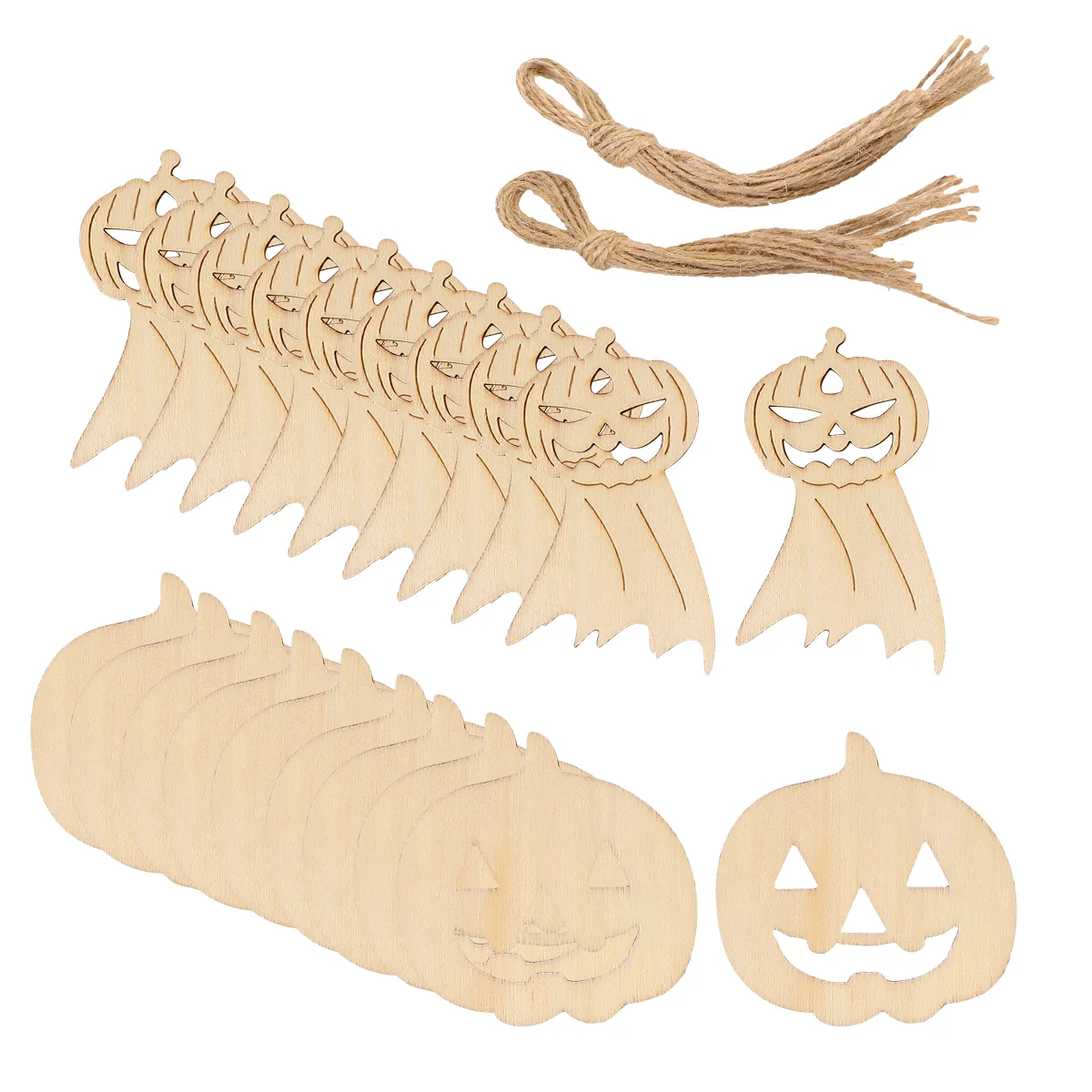 

20pcs Delicate Halloween Wooden Pumpkin Chip Hanging Ornament DIY Wooden Craft