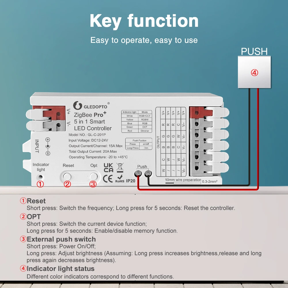 Фото 10P Gledopto Zigbee 3.0 Pro+ 5in1 2.4G Светодиодный контроллер RGBW CCT RGBCCT Dimmer Strip Light Alexa Homey Tuya Smart App Голосовое управление №3