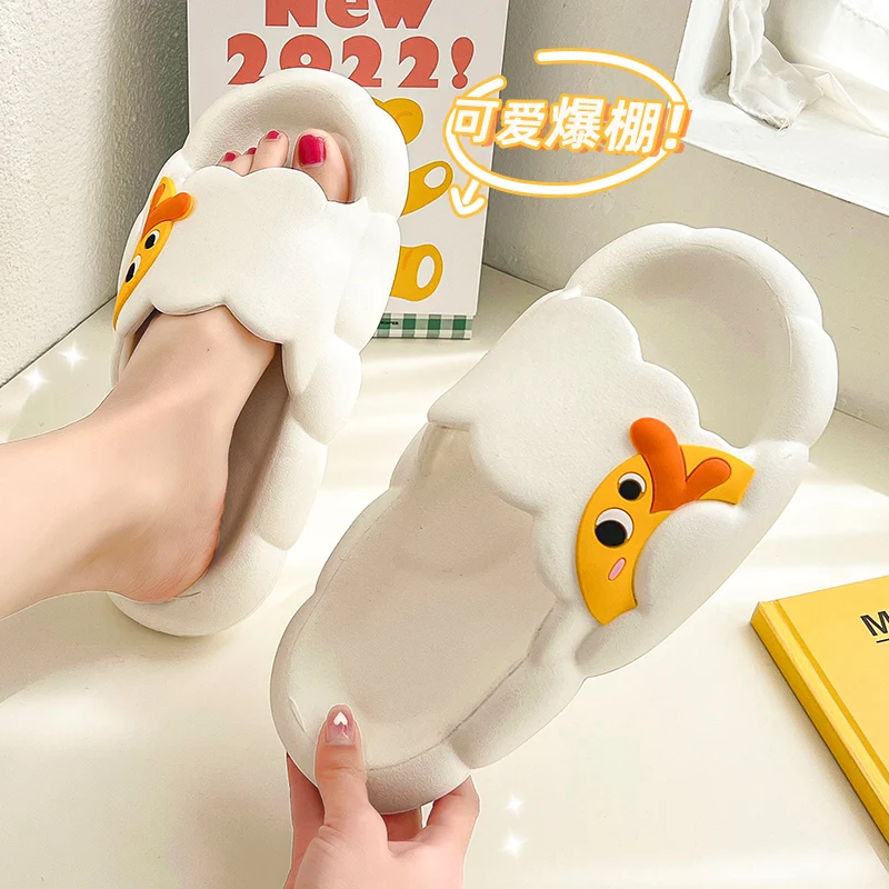 

ASIFN Summer Women Slippers Cartoon Duck Cute Anti-slip Slides Soft Silence Thick Sole Slippers Couple Sandals Flip Flops Men