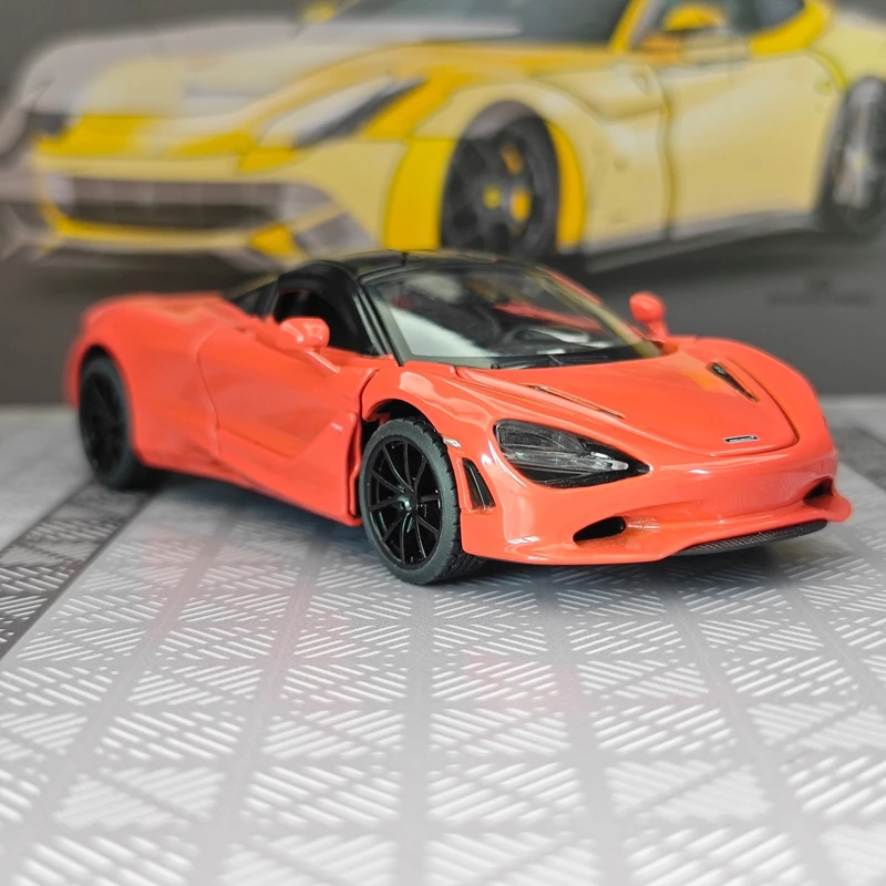 Фото Модель автомобиля McLaren 750s из сплава, масштаб 1:32, с открывающимися дверями и капотом, богато детализированная, с открывающимися элементами, украшение для автомобиля, подарок. №4