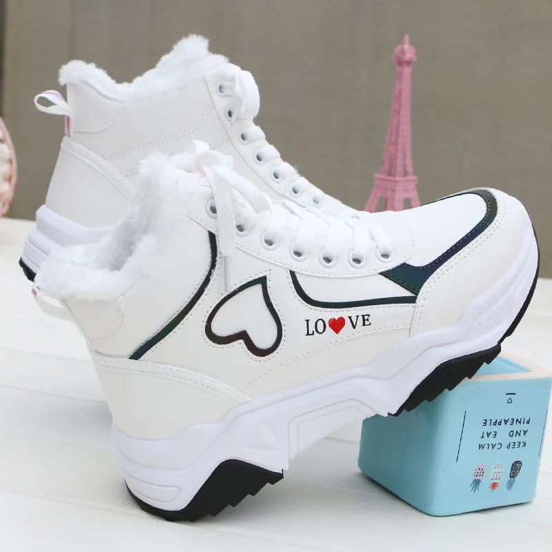 Winter Women High Top Sneakers 2021 New Love Woman Plush Velvet Warm Casual Shoes Female Platform Sport Shoes Zapatillas Mujer