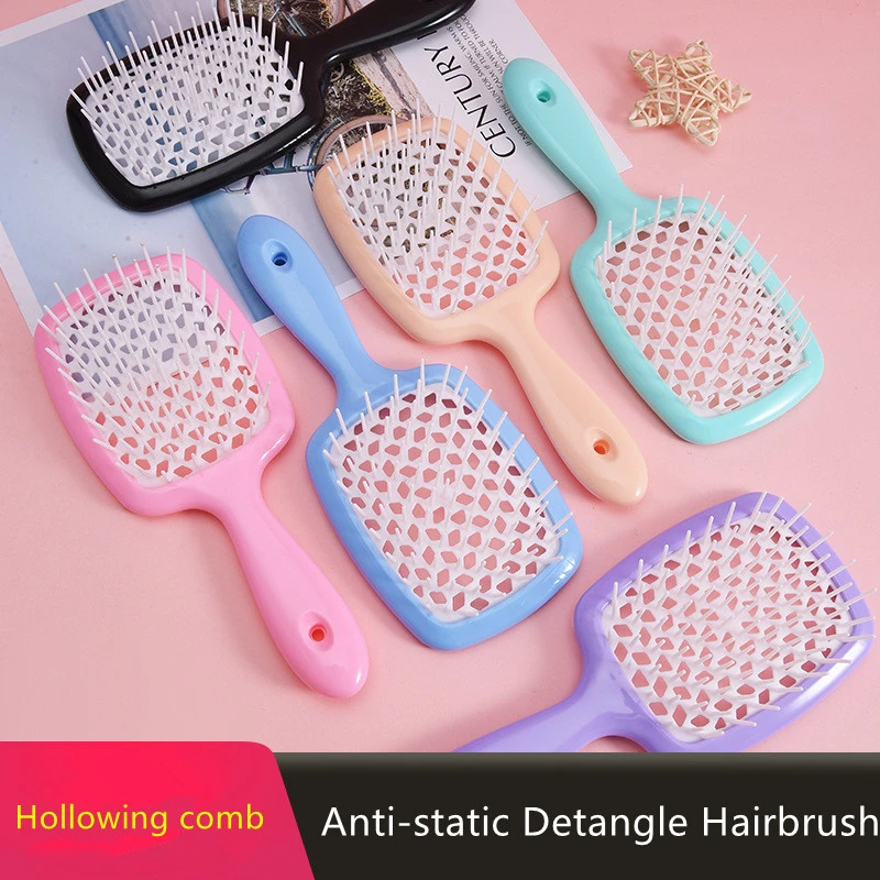 

Hollow Hairdressing Comb Wet Dry Hair Detangling Brushes Scalp Massager Combs