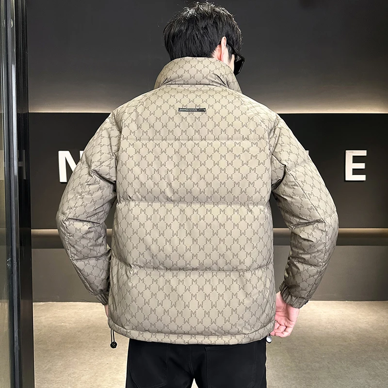 Down jacket Men's Winter Stand Collar Fashion Brand 2024 New Slim fit Short Print down Outerwear Winter clothes Top