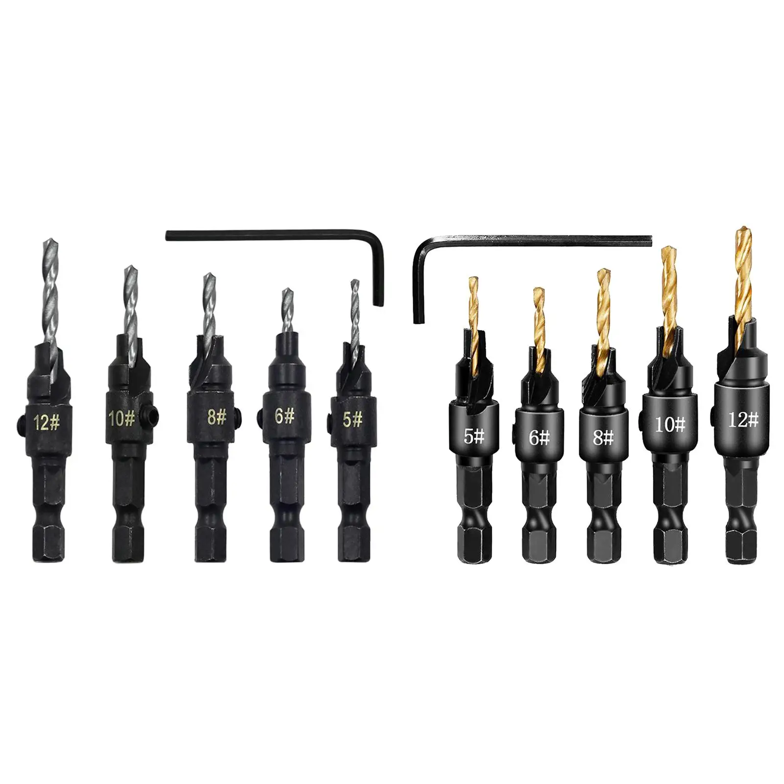 

5pcs/set Countersink #5, #6, #8,#10,#12 for Counter Screw Holes