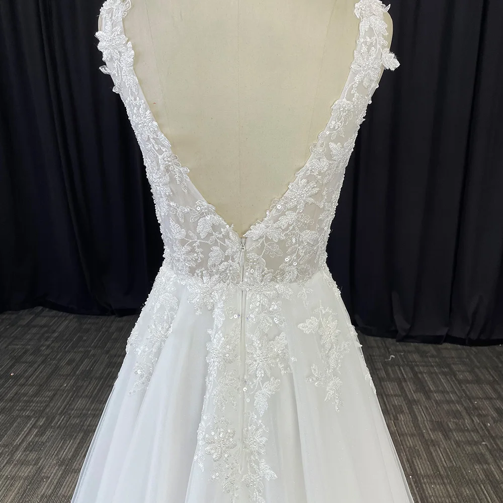 Женское свадебное платье без рукавов кружевное ТРАПЕЦИЕВИДНОЕ ПЛАТЬЕ С