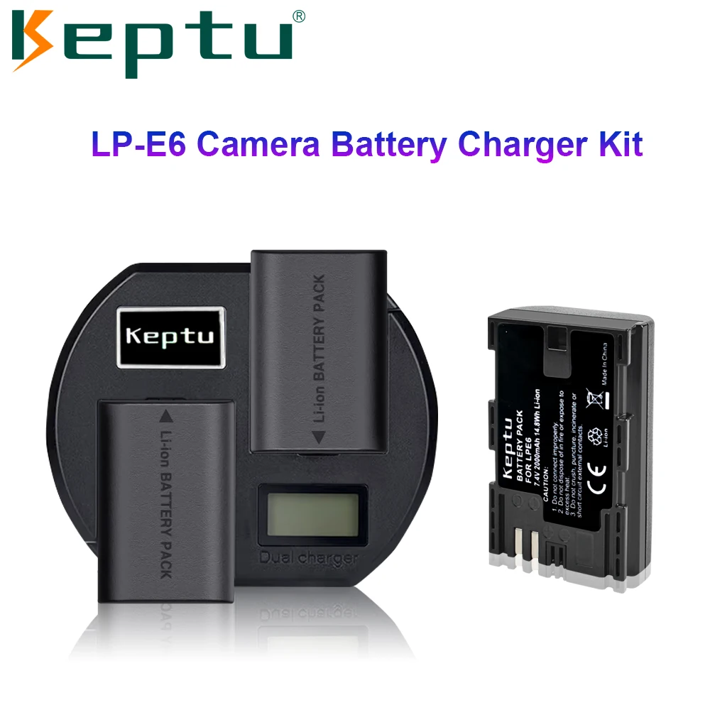 

LP-E6 lpe6 Camera Battery with LCD Charger For Canon EOS 90D 80D 70D 7D2 60D 6D2 5D3 5D2 5DSR 5D4 R5 R6 XC10 XC15