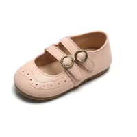 childrens leather shoes soft soled princess baby round head double row buckle velcro breathable single shoes girl flats 5 color