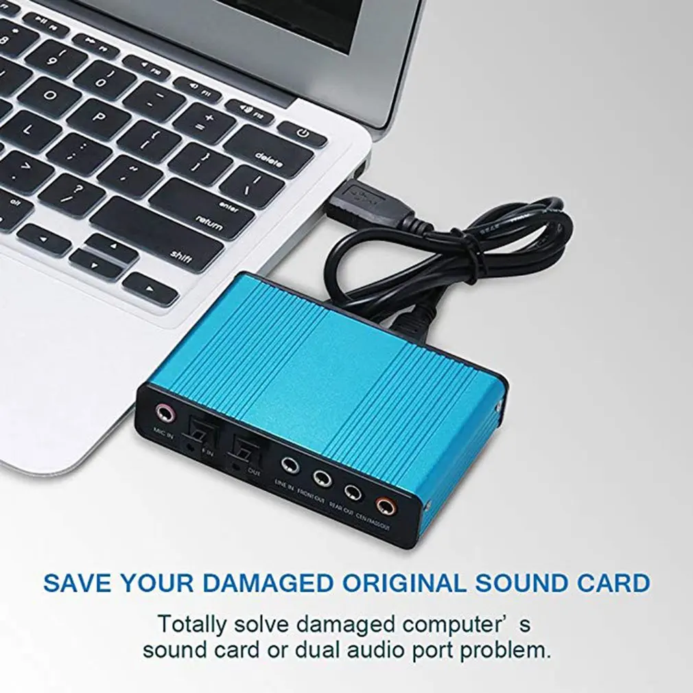 

6 Channel External Sound Card 5.1/7.1 Surround Sound USB 2.0 External Optical S/PDIF Audio Sound Card Adapter For PC Laptop