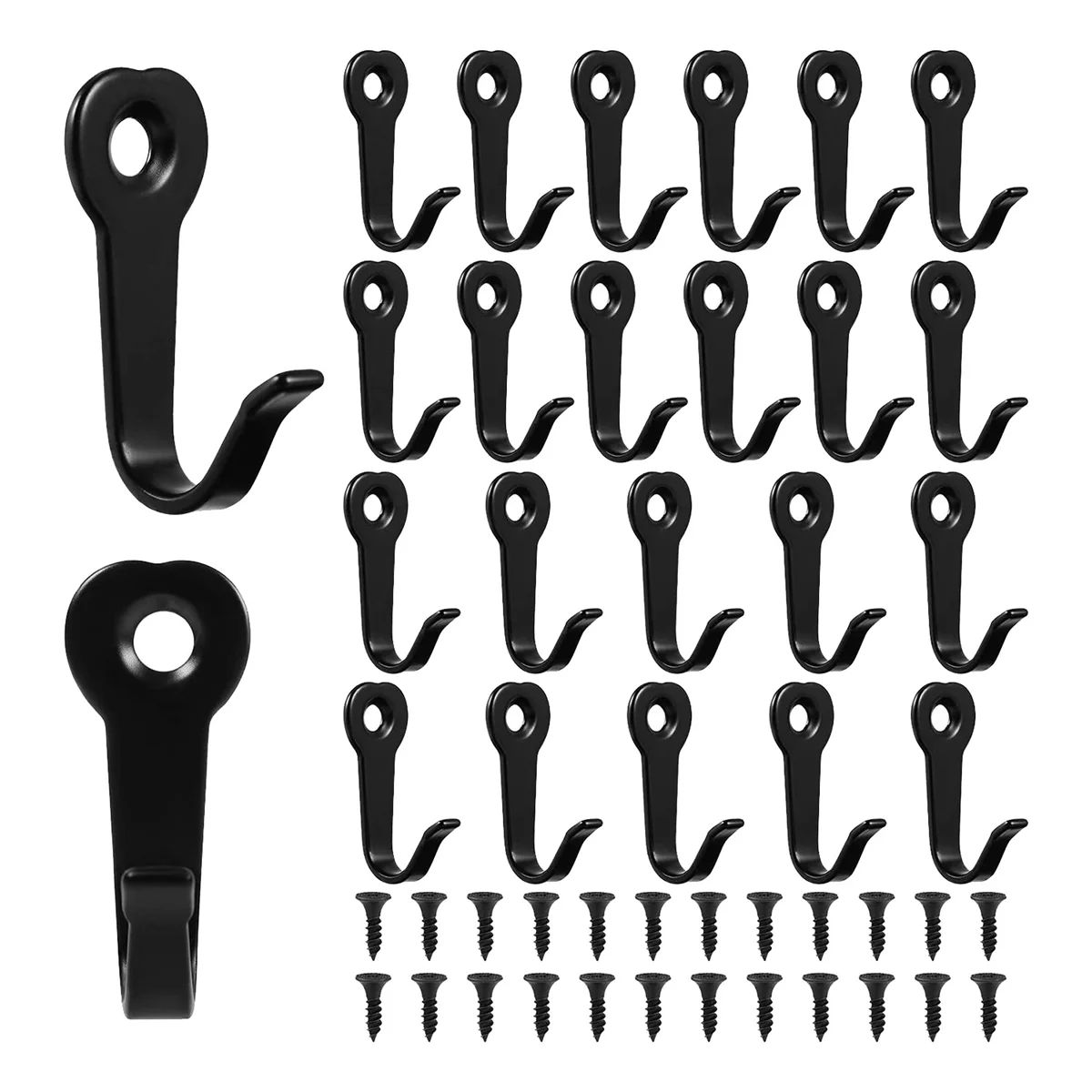 

24 Piece Clothes Hook with Screws, Heavy Clothes Hanger Hook, Used for Wall Practical Hook (Black)