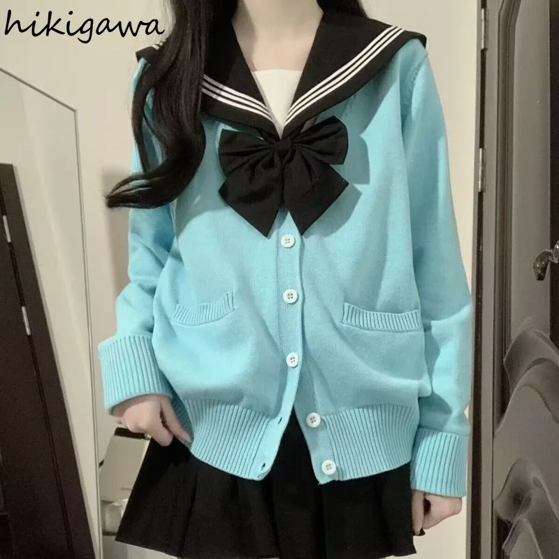 Кардиган женский оверсайз в японском стиле повседневный модный вязаный свитер