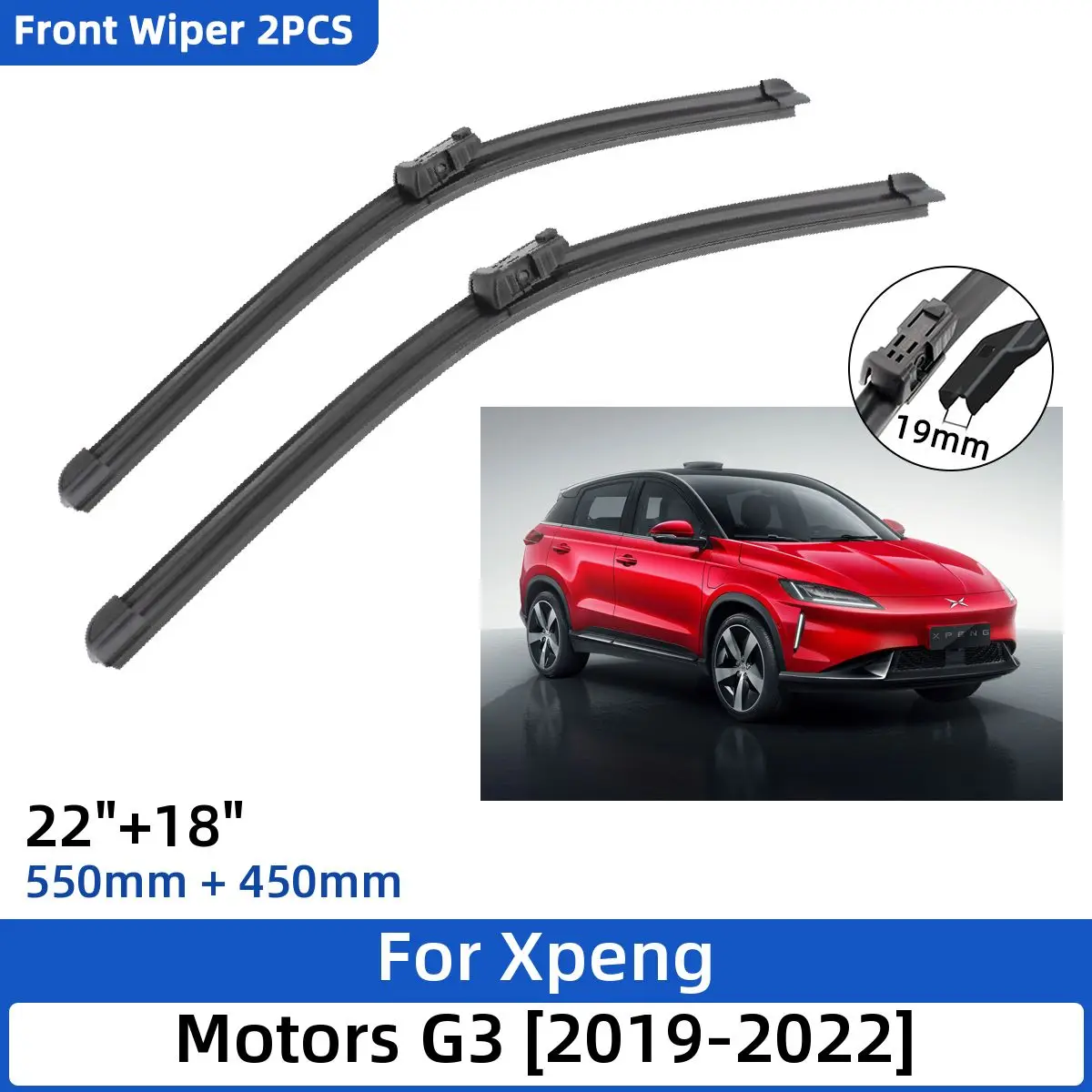 

Щетки стеклоочистителя передние для Xpeng Motors G3, 2019-2022, 22 + 18 дюймов