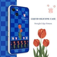 blue flowers phone case for iphone 13 12 11 pro max mini x xr xs max se2020 8 7 plus 6 6s plus cover