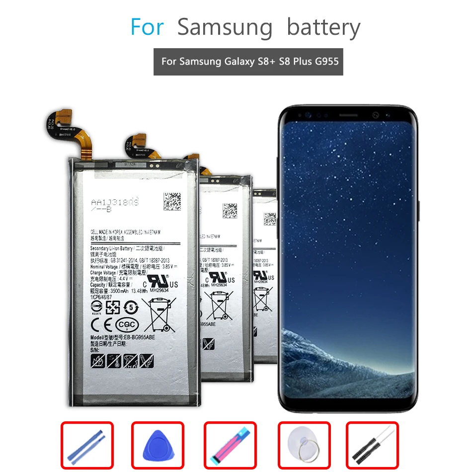 

EB-BG955ABE 3500mAh For SAMSUNG Battery For Samsung Galaxy S8Plus S8 Plus+ G9550 G955 G955F/A G955T G955S G955P + Tools