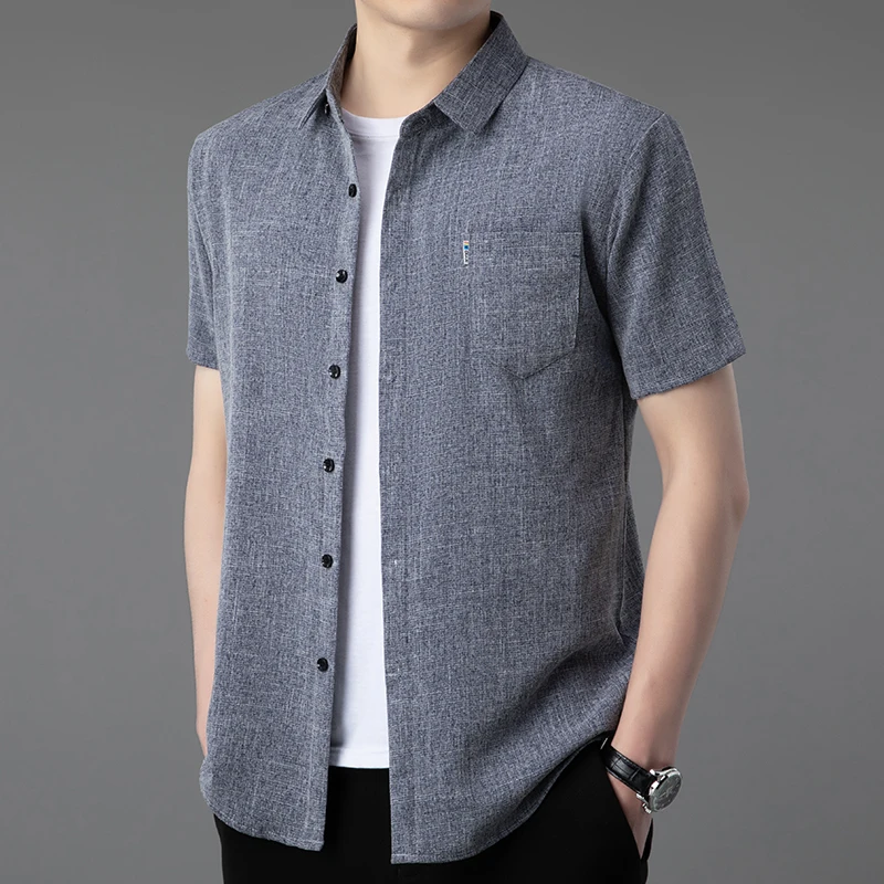 2025 летняя мужская модная футболка с короткими рукавами и откидным воротником