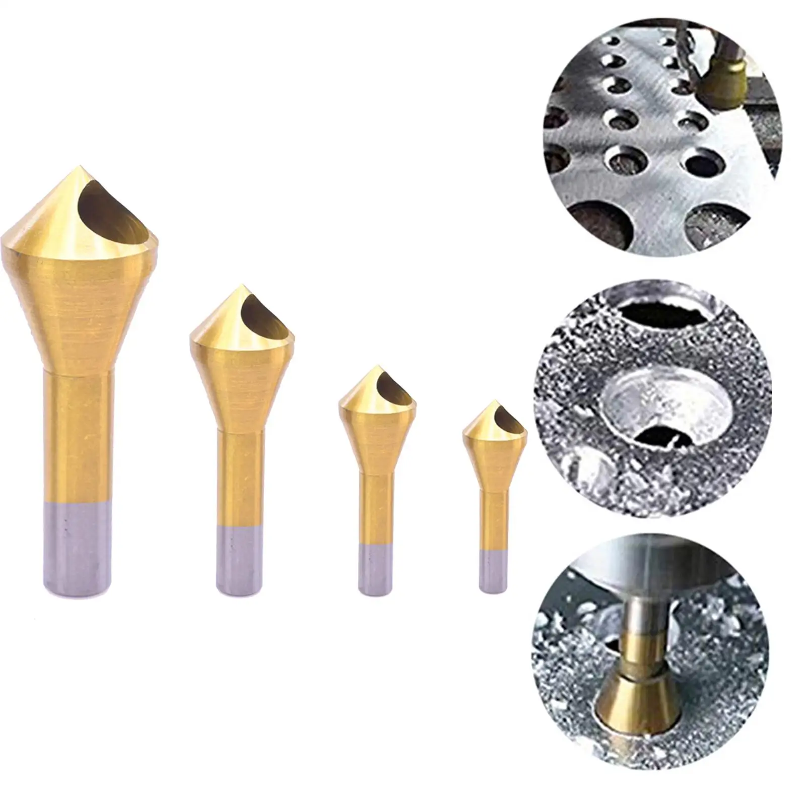 

4Pcs Chamfering Drill Bit Remove Burr Tools Titanium Coated DIY Chamfering Cutter for Home Building Engineering and Plastic