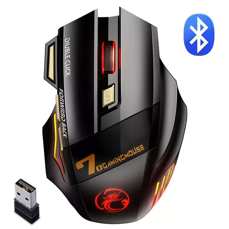 

Wireless Mouse PC Gamer Mouse Bluetooth Computer Gaming Mouse Rechargeable Ergonomic Mause 5500 DPI Silent Mice For Laptop