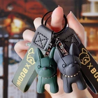 cartoon resin bulldog keychain car ornament accessories puppy bulldog key chain bag pendant keyring jewelry